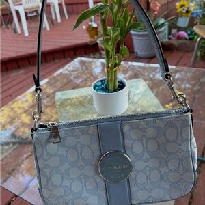 Coach Sig Lonnie Baguette blue purse
